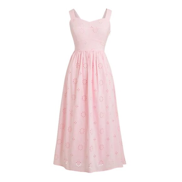 J. Crew Women's Eyelet Midi Dress Size Petite 6 Pink Color - Picture 2 of 7